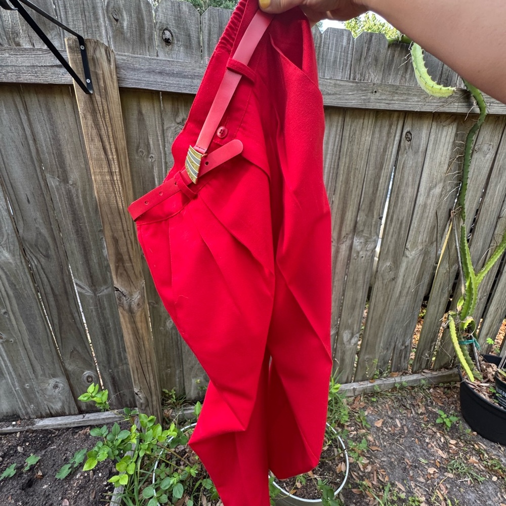 Vibrant Red Pants with Belt